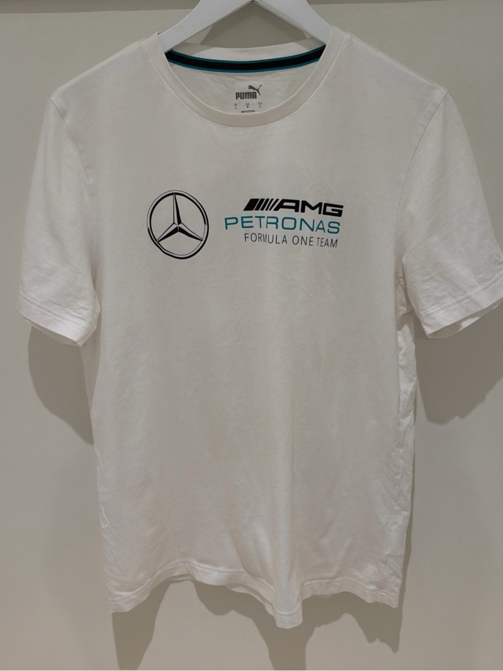 Puma Mercedes-AMG Petronas White Tee with Teal Accents